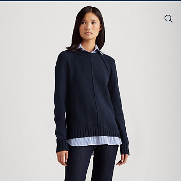 Ralph Lauren cotton sweater w buttonup shirt under - Picture 5 of 5